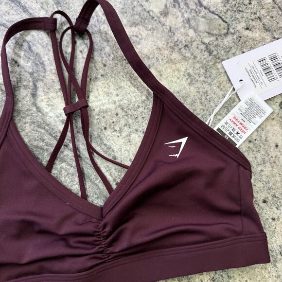 Gymshark Ruched strappy Sports Bra womens xs gym training fitness active purple - Picture 5 of 5